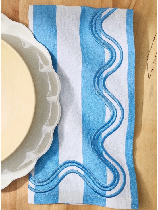 Anthropologie Other - Anthropologie Madeline Striped Embroidered Dinner Napkins Set of 4